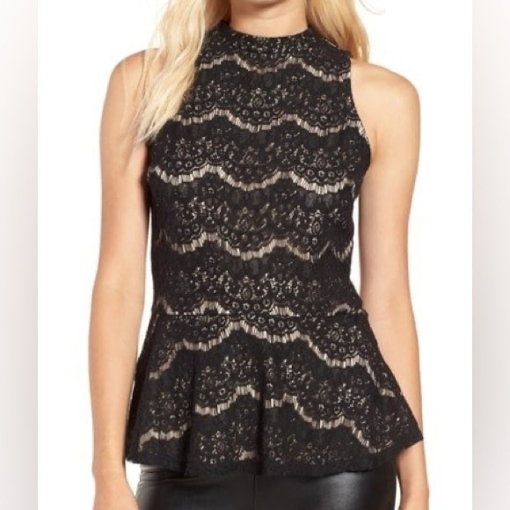 Love Fire Peplum lace blouse halter neck size small